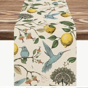 ✈️ TRIP1-E Floral Hummingbird Table Runner